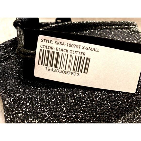 Kendal & Kylie Black Bandeau Metallic Glitter Bikini Top XSmall NEW - Picture 7 of 8